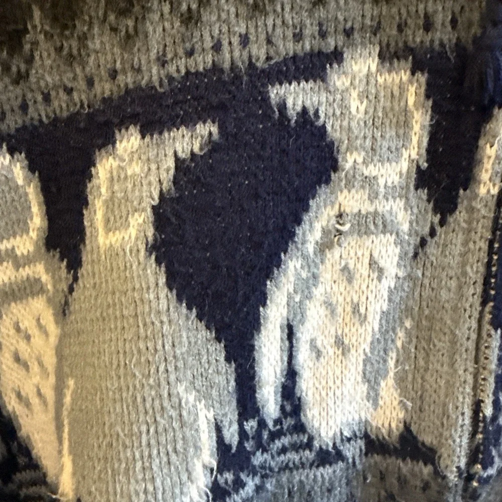 Tejidos Ruminahui VTG Full Zip Hooded Penguin Sweater Size Large Pockets